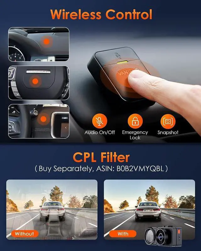 Alt view image 7 of 7 - E3 3 Channel 2.7K WiFi Front and Rear Inside Dash Cam, 3 Way Triple GPS Dash Camera 1944P+1080P+1080P with STARVIS IR Night Vision, Voice Control, 24 Hours Parking Mode, Support 512GB Max