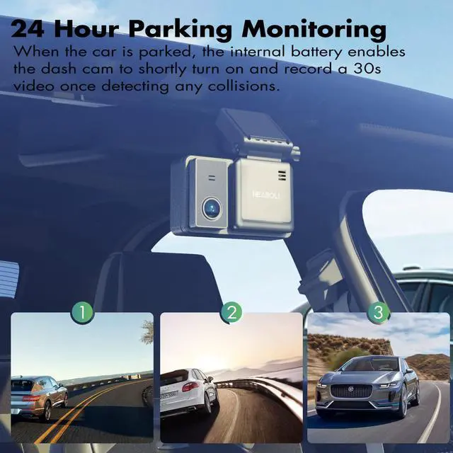 Alt view image 7 of 7 - 4K Dual Dash Cam Front and Rear, Wi-Fi GPS, 3 Inches IPS Touch Screen, Car Camera Driving Recorder with Night Vision, Parking Mode