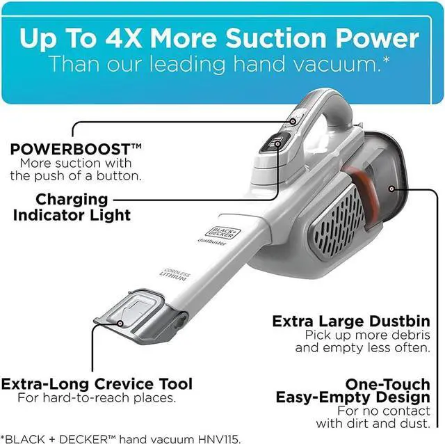 Alt view image 2 of 7 - BLACK+DECKER Dustbuster Handheld Vacuum, Cordless, AdvancedClean+, White (HHVK320J10)