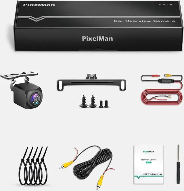 Alt view image 7 of 7 - HD Backup Camera,Metal Housing 170 Degree Wide View Angle License Plate Rear View Camera for Car,Clear Night Vision IP69 Waterproof Rearview Universal Reverse Cam Kit for Vehicle SUV RV Pickup