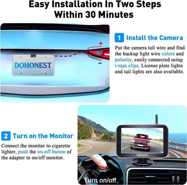 DoHonest Wireless Backup Camera Magnetic: Scratch-Proof Truck Trailer Hitch  Rear View Camera HD 1080P No Wiring No Drilling Rechargeable 5 Inch