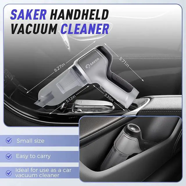 Alt view image 7 of 7 - Saker Handheld Vacuum Cleaner Car - Wireless Mini Vacuum Cleaner 3 in 1 Multifunctional Brushless Motor 12000PA with USB-C,Portable Handheld Car Vacuum Cleaner for Keyboard Cleaning, Outdoor and Home