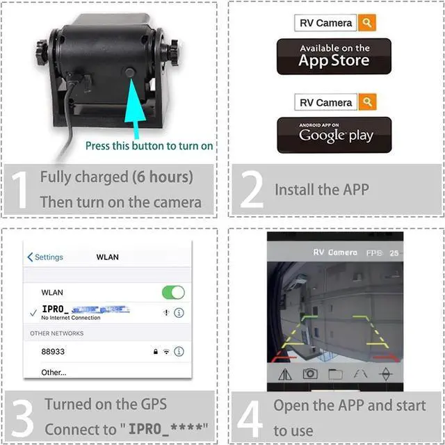 Alt view image 3 of 7 - EWAY WiFi Magnetic Hitch Wireless Backup Rear/Front View Camera Rechargeable Battery for Easy Hitching of Gooseneck Horse Boat Travel Trailer/Fifth Wheels/RV/Camper Reverse for iPhone iPad Android