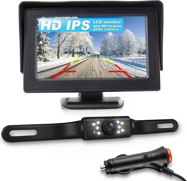 Main image of JPP HD Backup Camera and Monitor Kit - 4.3" IPS FHD Color Display, Waterproof Night Vision License Plate Reverse Camera for Car/RV/Truck/Pickup