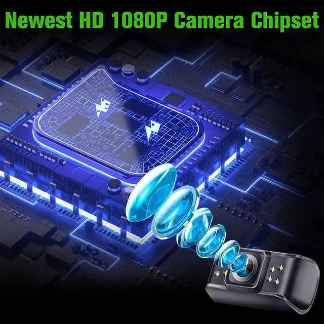 Alt view image 2 of 7 - Rohent Backup Camera Monitor HD 1080P Night Vision Waterproof Car Truck License Plate Back Up Rear View Reverse Cam Kit DIY Gridlines R1