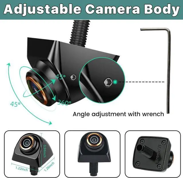 Alt view image 3 of 7 - HD Backup/Front/Side View Camera, GreenYi AHD 720P Reverse Rear Cam for Car, SUV, RV, Trailer, Camper, Van, Pickup, Adjustable Fisheye Lens, 170 Degrees Viewing Angle(Black)