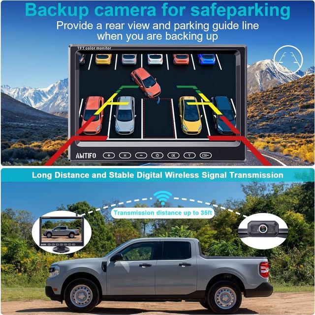 AMTIFO Wireless Backup Camera Car Truck HD 1080P 7 Inch Monitor Easy  Install Rear View Camera System 2 Channels Color Night Vision A19 