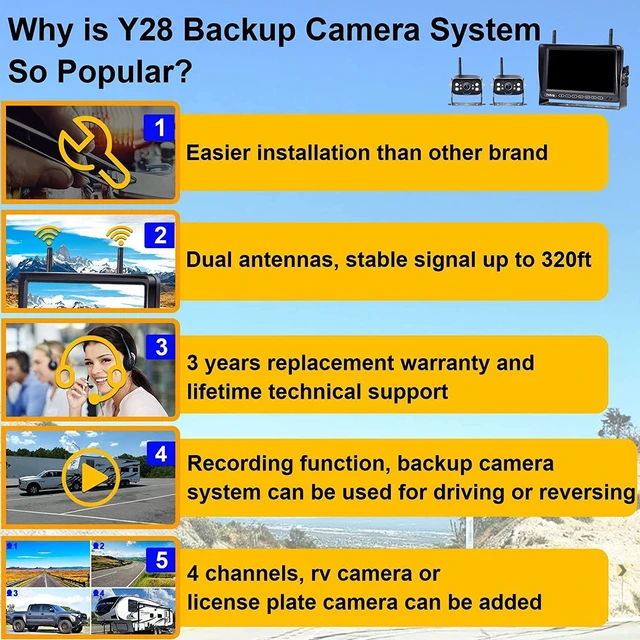 Alt view image 2 of 7 - RV Backup Camera Wireless Recording 2 Cameras - Plug and Play Pre-Wired