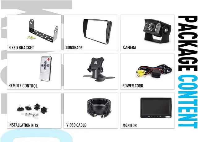 Alt view image 6 of 6 - HD Wired Backup Camera System Kit, Sharp CCD Chip, 100% Not Wash Up, IP69 Waterproof Rear View Camera + 7 LCD Monitor Reversing for Truck/Semi-Trailer/Box Trucks/RV (ERY01)