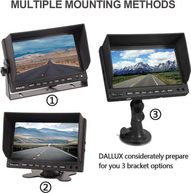 Alt view image 4 of 7 - Heavy Duty Vehicle Truck Bus Backup Camera Kit,4 PIN Cab Cam with 7inch LCD Monitor Waterproof Night Vision Rear View Camera+66ft Extension Cable for Bus Truck Van Trailer RV Campers(12V 24V)