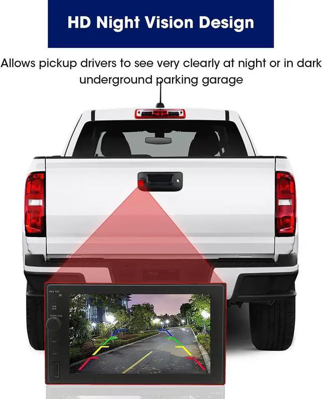 Alt view image 5 of 7 - Tailgate Handle with Rearview Backup Camera for Chevy Silverado and GMC Sierra 2007-2013,Tailgate Handle Replacement Backup Camera