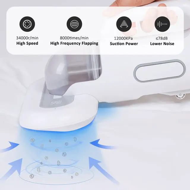 Alt view image 2 of 7 - Bed Vacuum Cleaner, Mattress Vacuum Cleaner Powerful Suction, Handheld Couch Cleaner Machine Deep Cleaner for Bed Cleaning, Sheet, Fabric Sofa Vacuuming (White)