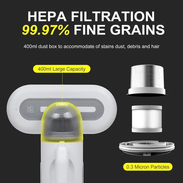 Alt view image 3 of 5 - Portable Mattress Vacuum Cleaner 400W Professional Bed Vacuum Cleaner Corded High Frequency Double Beat 15Kpa Powerful Suction Handheld Vacuum for Bed Mattress Pillow Sheet Sofa Vacuum Cleaning