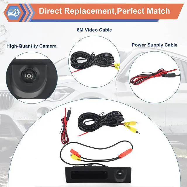 Alt view image 5 of 7 - HD 1280x720p Rear View Camera, Trunk Handle Rear View Reverse Backup Camera Compatible with BMW Vehicle F Series 3/4/5 X3 X4 F30 F32 F10 F11 F25