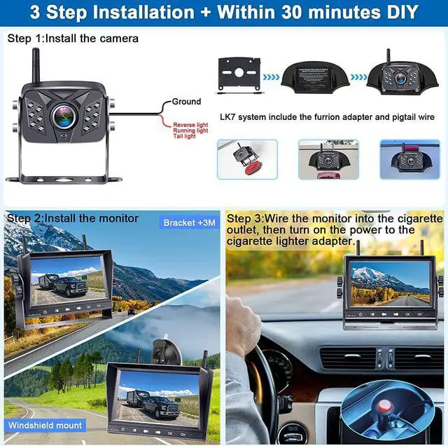 Alt view image 2 of 7 - HD 1080P 7 inch RV Wireless Backup Camera: 15-Min Easy to Install | Clear Night Vision 4 Channels Recording Touch Key Monitor Rear View Camera for Furrion Pre-Wired RVs Travel Trailers Camper