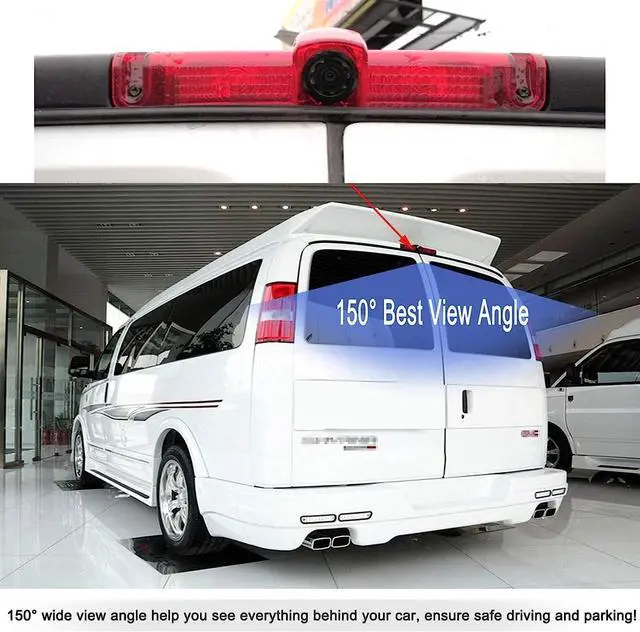 Alt view image 5 of 6 - EWAY 3rd Third Brake Light Backup Camera for Chevrolet Express/GMC Savana Explorer Van 1500 2500 3500 2003-2019 Roof Mount Reversing Camera for Cargo Top Rear Brake Light w/ 8 IR Light Night Vision