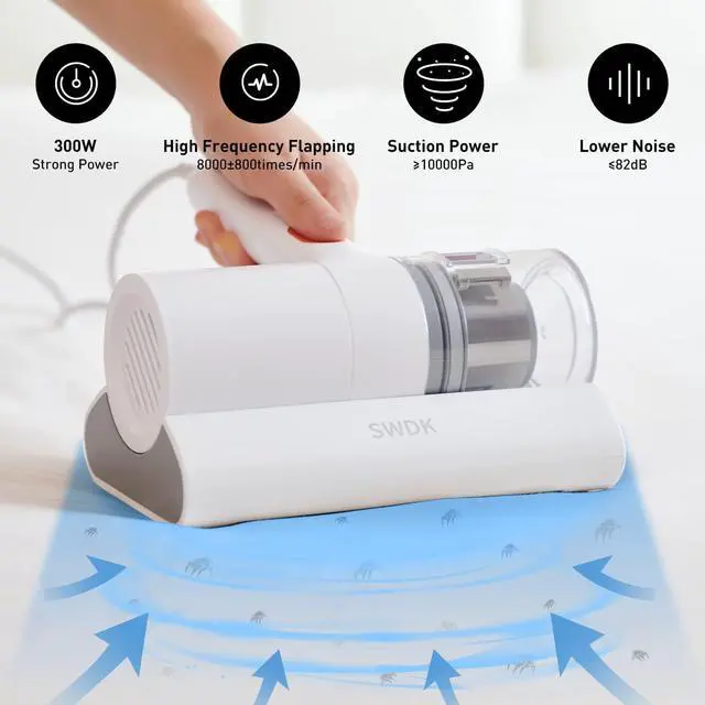 Alt view image 3 of 7 - Bed Vacuum Cleaner, Mattress Vacuum Cleaner Powerful Suction, Handheld Couch Cleaner Machine Deep Cleaner for Bed Cleaning, Sheet, Fabric Sofa Vacuuming (White)