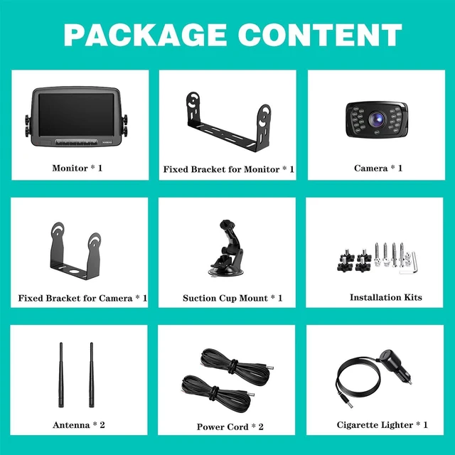 Alt view image 6 of 7 - Wireless Backup Camera, 7 Inch Monitor Rear View Camera System for RV, Trailers, Trucks, 5th Wheels, Support 2 Cameras, IP69 Waterproof 18 LED IR Night Vision 152° View Camera, DIY Guide Lines