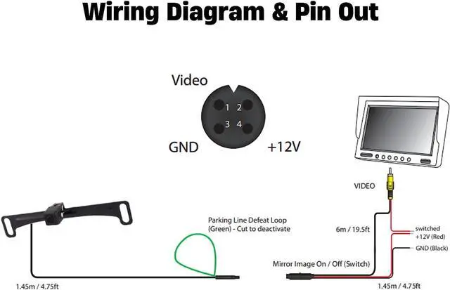 Alt view image 2 of 4 - EchoMaster Universal Backup Camera for Crystal Clear Front or Rear Views, IP68 Waterproof Rating, 170° Wide Viewing Angle, Night Vision, with Optional License Plate Mount