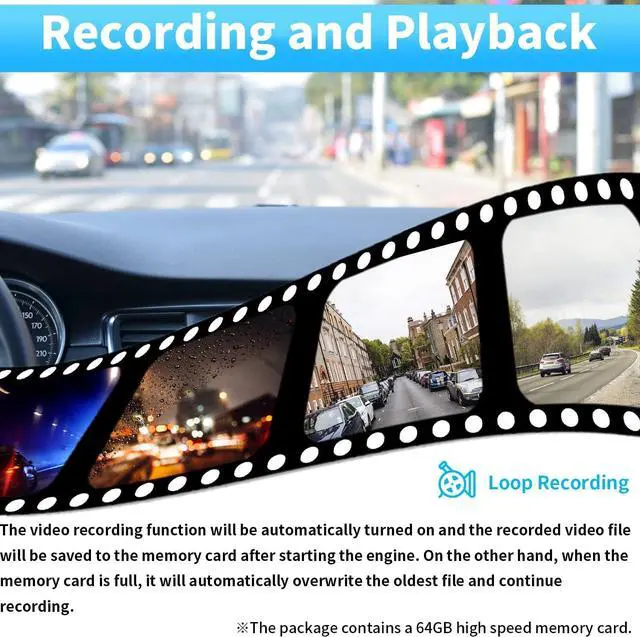 Alt view image 4 of 7 - 10.1" Wired Backup Camera System with Touch Screen Monitor for Truck RV Bus Trailer, 3 Reverse Rear View & Side View AHD1080P Camera, Night Vision & IP68,4 Split Screen, DVR Recording,Plug and Play