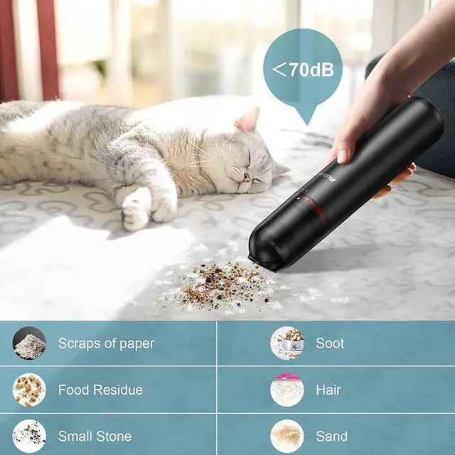 Alt view image 5 of 6 - RUBOT Car Vacuum Cleaner, 16KPA Strong Suction Car Vacuum Cordless Rechargeable, Hand held Vacuum,Portable Vacuum Cleaner for Home/Car,Free car Charger,Mini Vacuum,Handheld Vacuum,Black(P12 Plus)