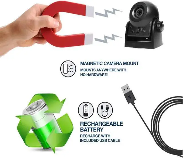 Alt view image 5 of 7 - Wireless Backup Dash Cam, MHCABSR WiFi Reversing Camera Work with Phone IP68 Waterproof IR Night Vision Wide Angle Magnetic Rear View Parking Camera for Trailers Trucks RVs