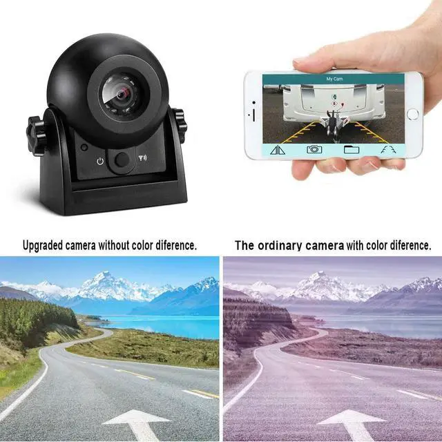Alt view image 4 of 7 - Wireless Backup Dash Cam, MHCABSR WiFi Reversing Camera Work with Phone IP68 Waterproof IR Night Vision Wide Angle Magnetic Rear View Parking Camera for Trailers Trucks RVs