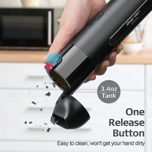 Alt view image 3 of 6 - Shop-Vac Handheld Vacuum Cordless, 13000Pa Suction Power, 100W Brushless Motor, Mini Vacuum Cleaner with LED Light, Rechargeable Battery and Attachments, for Home, Office and Car