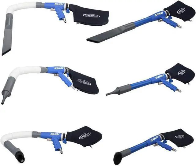 Alt view image 4 of 6 - SAKAI Air Powered 2 in 1 Function Air Vacuum Kit - Blow Gun & Suction Vacuum Pneumatic Cleaner with 3 Type Tubes and Rotatable Brush