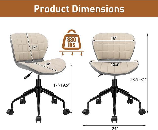 Giantex Home Office Desk Chair, 360° Swivel Height Adjustable Office Chair  w/PU Leather, Modern Office Chair, Ergonomic Curved Wood Desk Chairs,  Leather Armless Task Chair for Office, Beige & Grey 