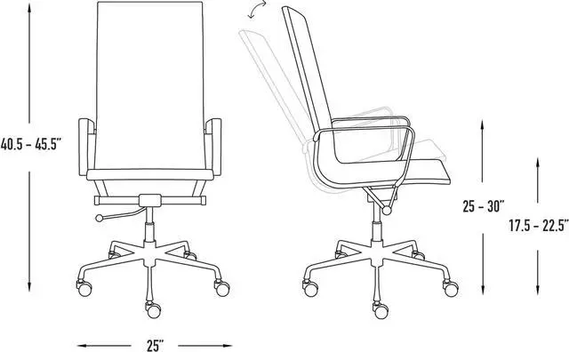 Alt view image 2 of 4 - Laura Davidson Furniture SOHO II Ribbed Office Chair - Tall Back Desk Chair with Arm Rest, Swivel & Cushion Availability, Made of Faux Leather, Black, Computer Chair