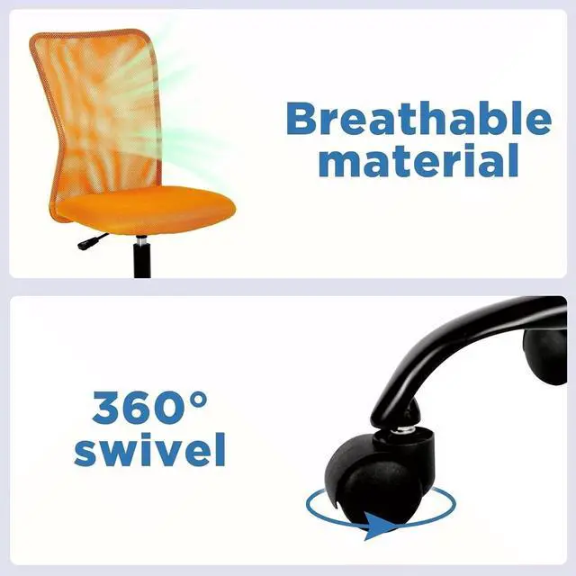 Alt view image 3 of 7 - Ergonomic Office Chair Cheap Desk Chair Mesh Computer Chair Back Support Modern Executive Mid Back Rolling Swivel Chair for Women, Men (Orange)
