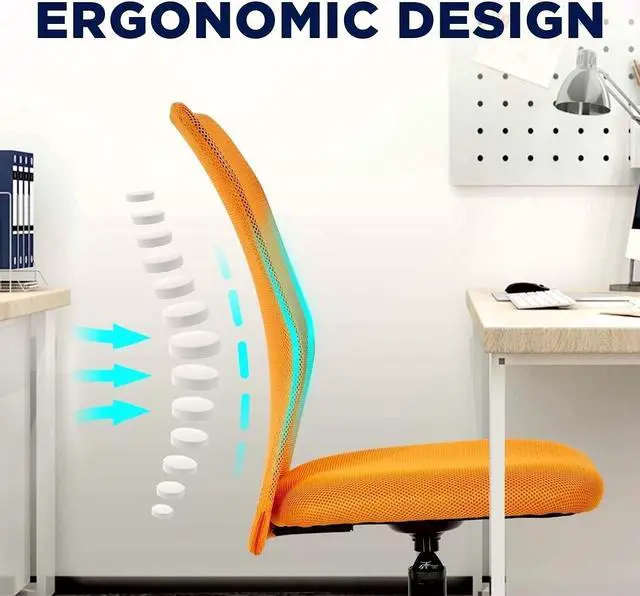 Alt view image 5 of 7 - Ergonomic Office Chair Cheap Desk Chair Mesh Computer Chair Back Support Modern Executive Mid Back Rolling Swivel Chair for Women, Men (Orange)