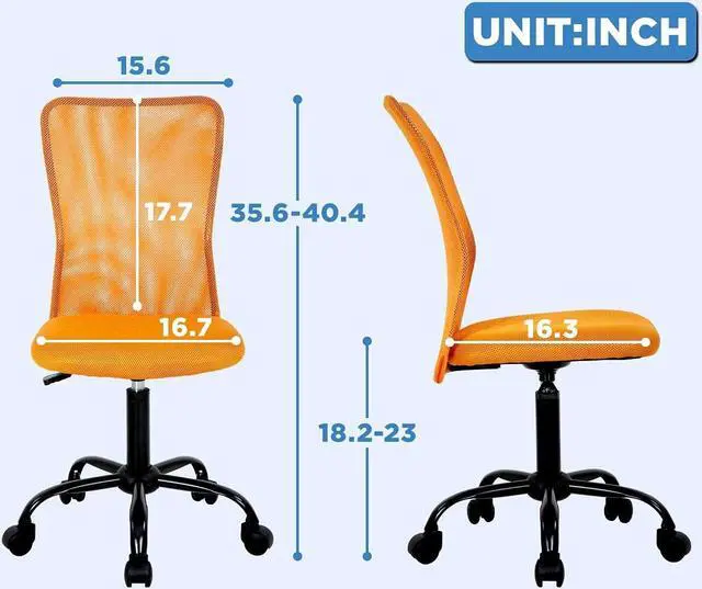 Alt view image 7 of 7 - Ergonomic Office Chair Cheap Desk Chair Mesh Computer Chair Back Support Modern Executive Mid Back Rolling Swivel Chair for Women, Men (Orange)