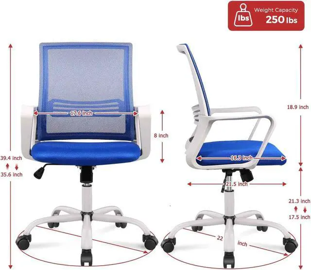Alt view image 3 of 7 - Office Chair, Desk Chair Ergonomic Office Chair Computer Chair, Home Office Desk Chairs with Wheels Mesh Office Chair, Rolling Task Chair with Armrests Mid Back