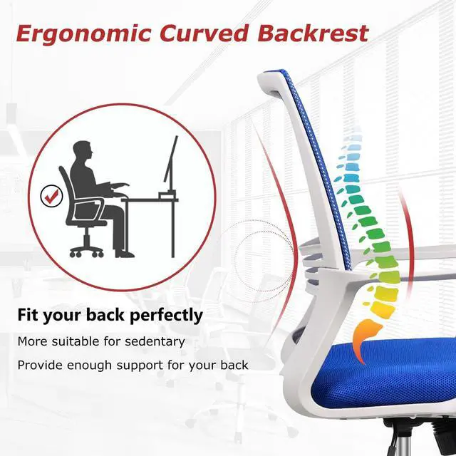 Alt view image 4 of 7 - Office Chair, Desk Chair Ergonomic Office Chair Computer Chair, Home Office Desk Chairs with Wheels Mesh Office Chair, Rolling Task Chair with Armrests Mid Back