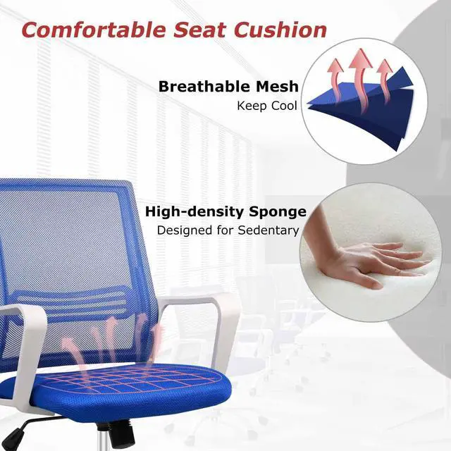 Alt view image 5 of 7 - Office Chair, Desk Chair Ergonomic Office Chair Computer Chair, Home Office Desk Chairs with Wheels Mesh Office Chair, Rolling Task Chair with Armrests Mid Back
