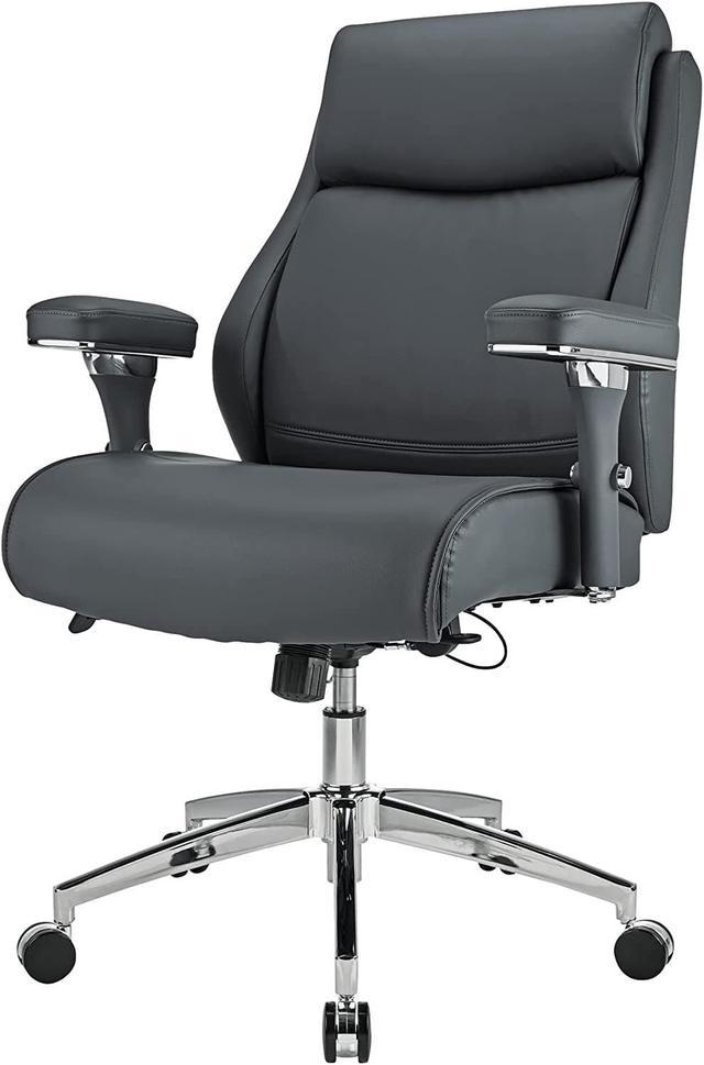 Realspace Modern Comfort Keera Bonded Leather Mid Back Manager s Chair Gray Chrome