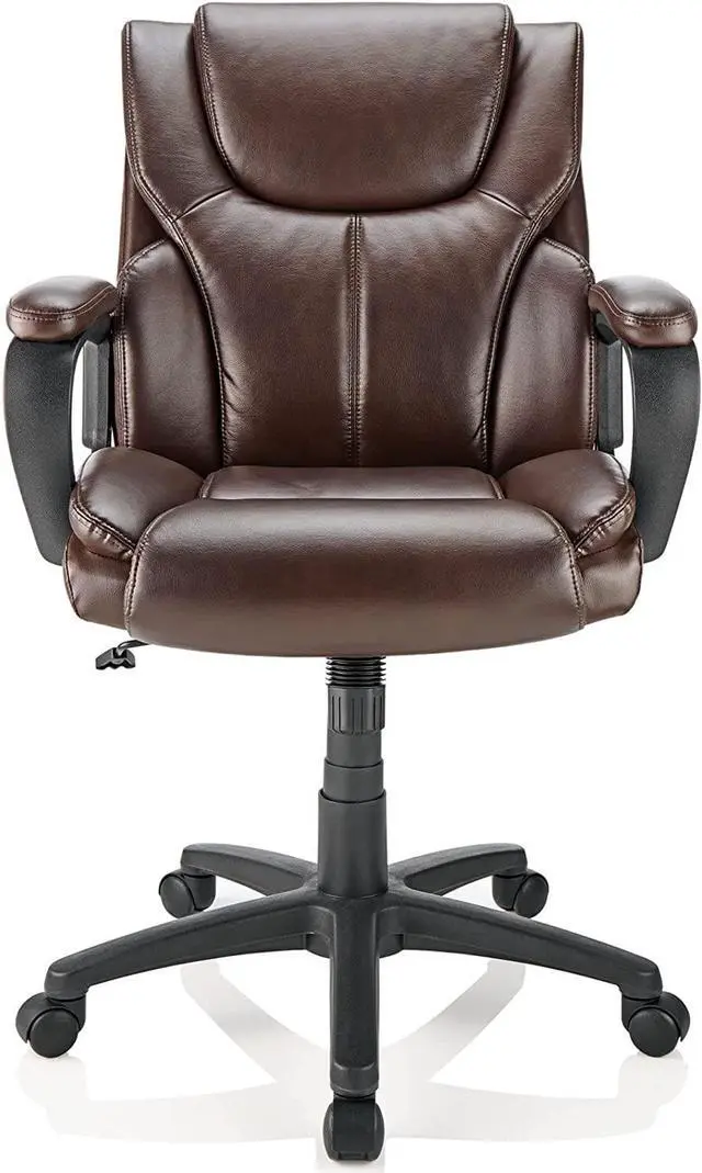 Alt view image 2 of 5 - Brenton Studio® Mayhart Vinyl Mid-Back Chair, Brown/Black