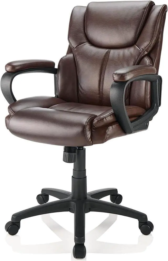 Alt view image 3 of 5 - Brenton Studio® Mayhart Vinyl Mid-Back Chair, Brown/Black