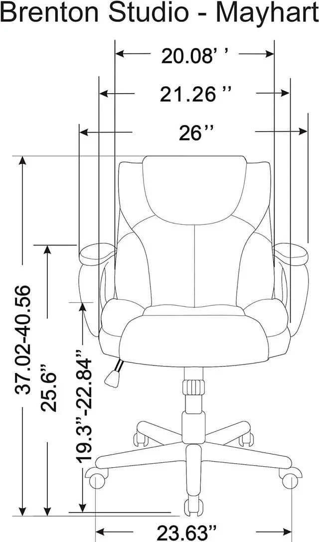 Alt view image 4 of 5 - Brenton Studio® Mayhart Vinyl Mid-Back Chair, Brown/Black