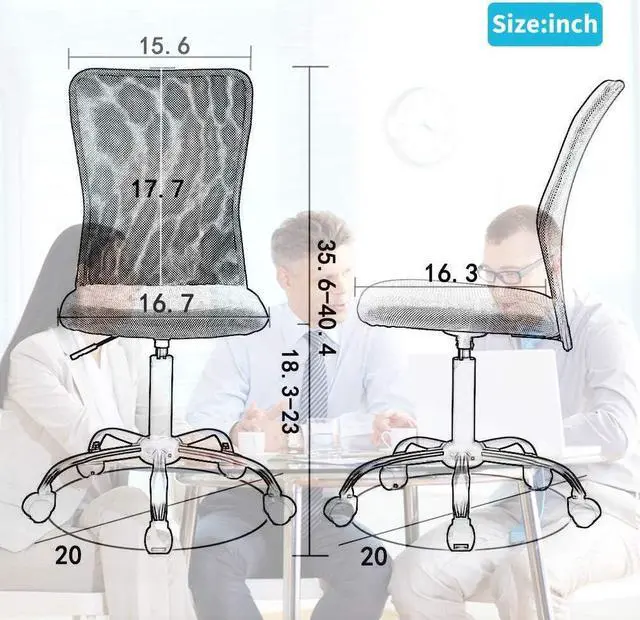 Alt view image 3 of 7 - 4 Pack Office Chair Desk Chair Computer Chair w/Lumbar Support Ergonomic Mid Back Mesh Adjustable Height Swivel Chair Armless Modern Task Executive Chair for Women Men Adult