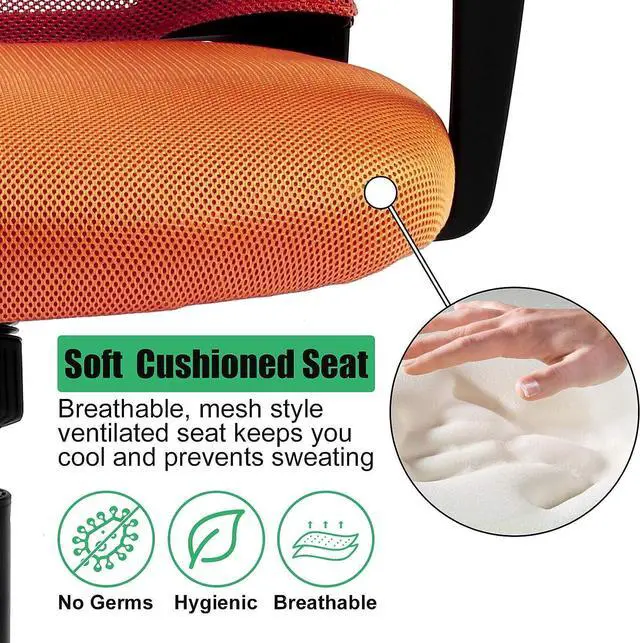 Alt view image 5 of 7 - Dkeli Office Chair, Ergonomic Mid Back Computer Desk Chair with Lumbar Support & Armrest Mesh Adjustable Height Swivel Task Executive Chair for Women Men Adult, Orange