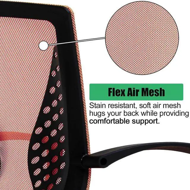 Alt view image 6 of 7 - Dkeli Office Chair, Ergonomic Mid Back Computer Desk Chair with Lumbar Support & Armrest Mesh Adjustable Height Swivel Task Executive Chair for Women Men Adult, Orange