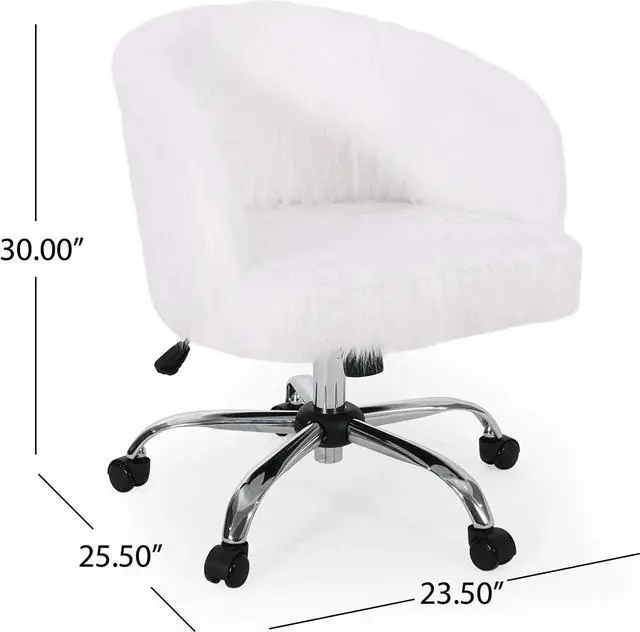 Alt view image 7 of 7 - Christopher Knight Home Jacob Modern Glam Swivel Office Chair, White and Silver