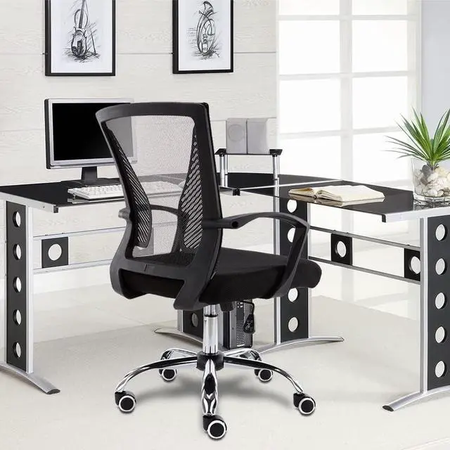 Alt view image 2 of 5 - Modern Home Zuna Mid-Back Office Task Chair - Ergonomic Back Supporting Mesh Back Desk Chair (White/Blue)