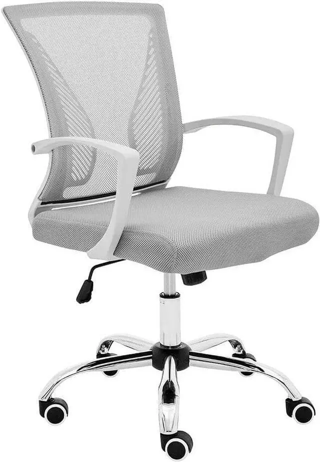 Alt view image 2 of 4 - Modern Home Zuna Mid-Back Office Task Chair - Ergonomic Back Supporting Mesh Back Desk Chair (Black/White)