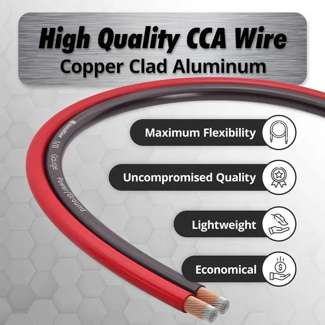 Alt view image 4 of 7 - 1/0 Gauge Wire (50ft) Copper Clad Aluminum CCA - Battery Cable, Car Amplifier Power and Ground Wire - Automotive Wire, Car Audio Speaker Stereo, RV Trailer, Welding Cable, Primary Wiring