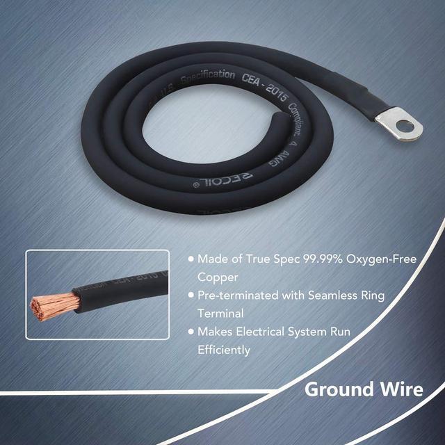 Alt view image 3 of 5 - PBG3 True Spec 1/0 Gauge 99.99% Oxygen Free Copper Wire Big 3 Amp Wiring Upgrade Kits for Car Audio Systems up to 350 Amps