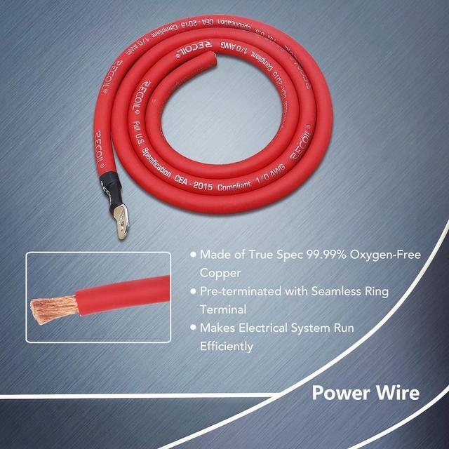 Alt view image 2 of 5 - PBG3 True Spec 1/0 Gauge 99.99% Oxygen Free Copper Wire Big 3 Amp Wiring Upgrade Kits for Car Audio Systems up to 350 Amps